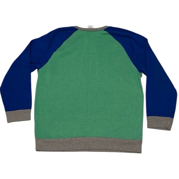 Top Man Size L Sweater Long sleeve Gray Green and Blue - Picture 2 of 15